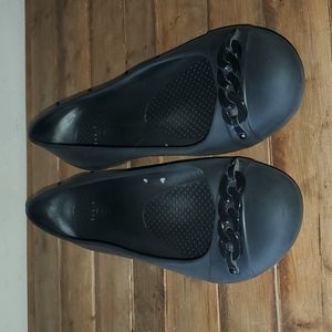 Crocs black gray  flats with chains design size 10 W